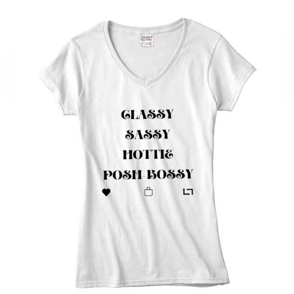 Hand Crafted Tops - POSH BOSSY V-NECK TEE